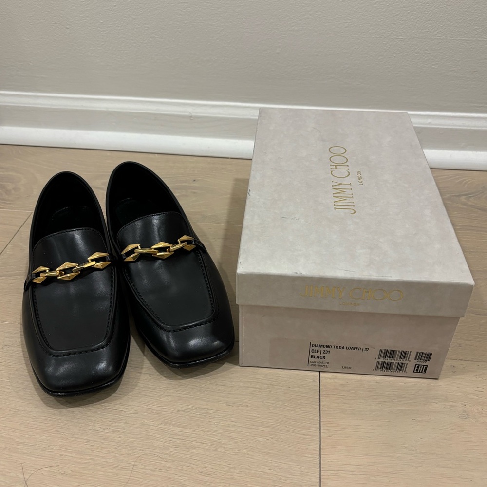 Jimmy Choo Diamond Tilda Leather Loafer Women's Size 7